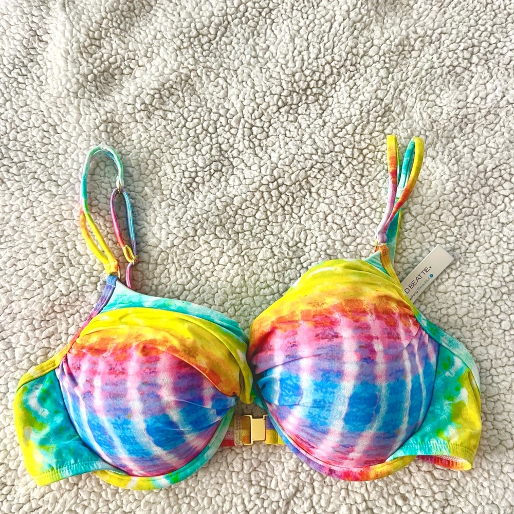 NWT Bleu Rod Beattie - rainbow pushup bikini top